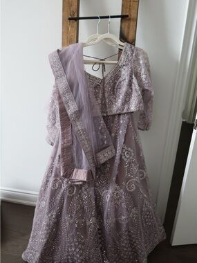 Embroidered Lavender Kids Lehenga Choli with Dupatta